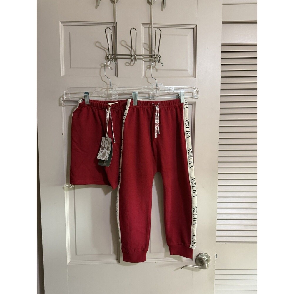 Girls Matching Sweatpants And Shorts Set NWT Size Large Adera Clothes Red - 2 Pc